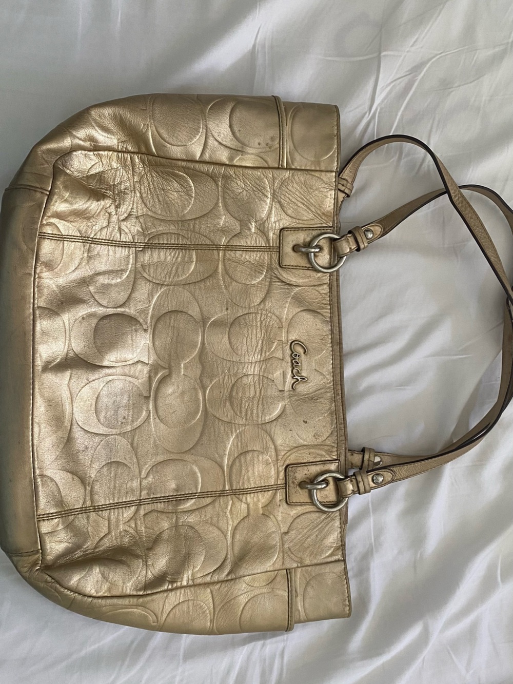Coach Metallic Gold Signature Shoulder Tote